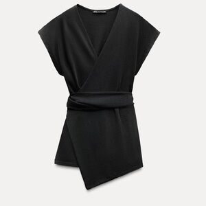 Zara Black Wrap Top